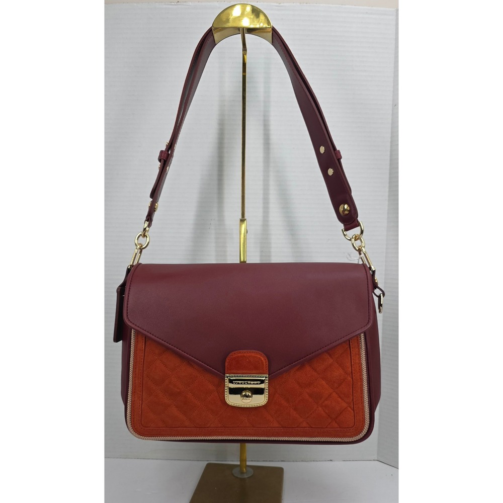 Longchamp‎ Mademoiselle Bordeaux Orange Suede Leather Shoulder Bag L1324951 A29